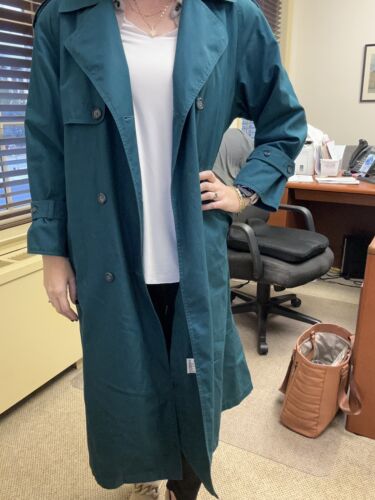 London Fog Vintage Trench Coat removable Lining Green Women’s Jacket Medium - Picture 2 of 9