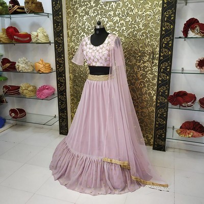 Rani Pink Georgette Lehenga Choli Indian Ethnic Wedding Wear Lengha Chunri Sari Rani Pink Georgette Lehenga Choli Indian Ethnic Wedding Wear Lengha Chunri Sari