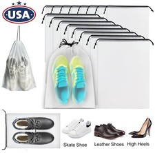 20  Large Clear Shoe Bag Portable Storage Transparent Travel w/ Rope 12 16" USA