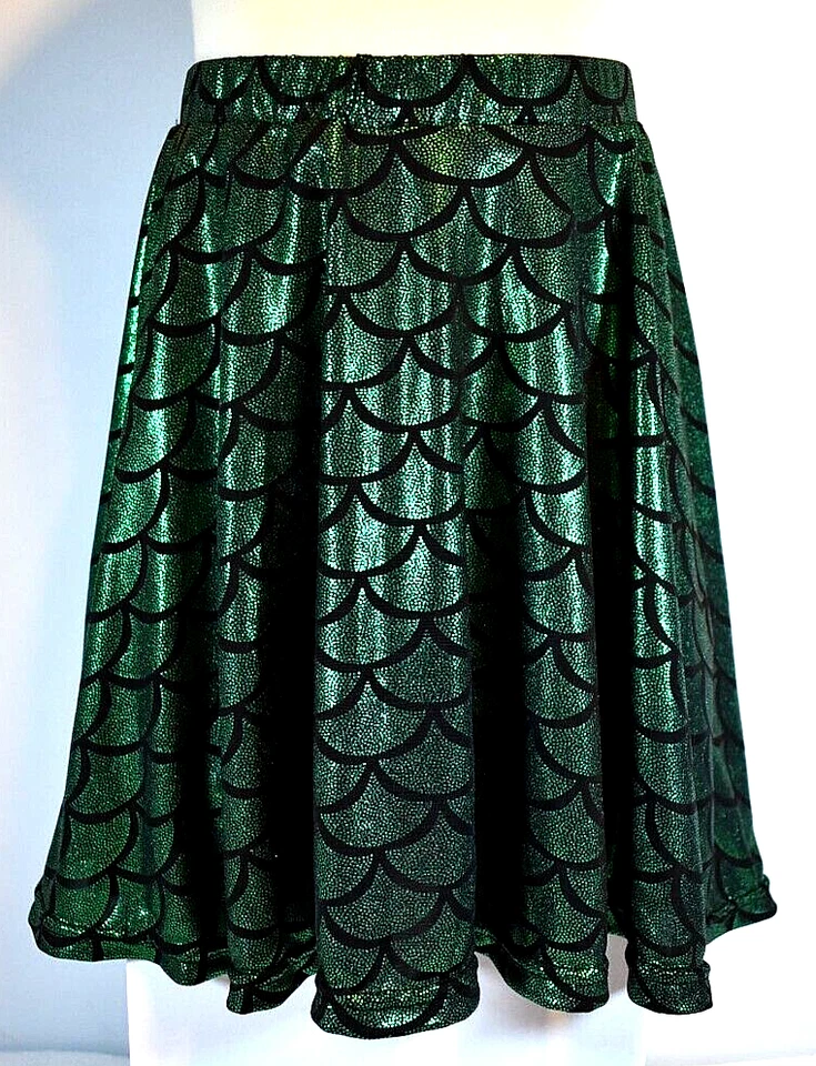 Halloween Niña Brillante, Brillante, Verde con Falda Ancha Escala Sirena - Talla XL Foto 4 de 4