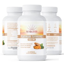 Platinum Turmeric 180 Caps Natural Pain Relief Joint Support Supplement