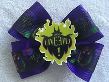 Girls Hair Bow 4" Wide The Descendants WW Purple Ribbon LIVEEVIL French Barrette