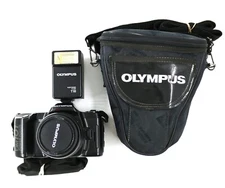 1988 Olympus OM101 Power Focus Camera Film Single Lens Flash Carry Case Straps