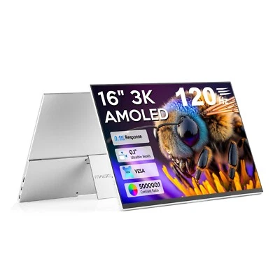 MAGEX 16" OLED Portable Monitor, 3K 2880x1800 120Hz 0.1ms USB-C HDMI OLED Monitor with