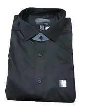 Calvin Klein Men's Dress Shirt Solid Non Iron 100 Cotton Slim Black 16  32/33