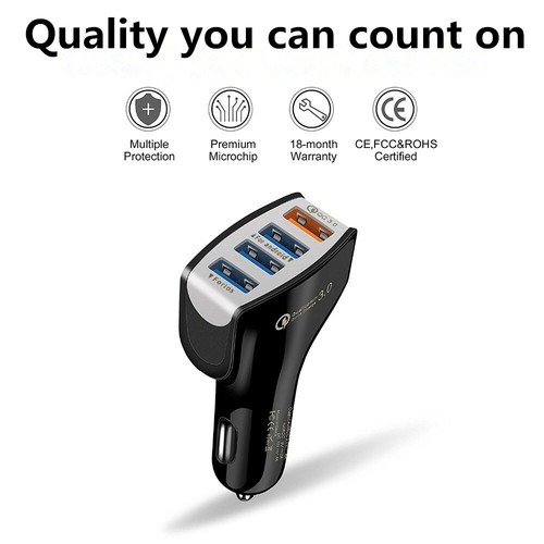 4-Port USB Car Charger Adapter QC 3.0 Fast Charging For iPhone XS Samsung LG HTC - Picture 12 of 27