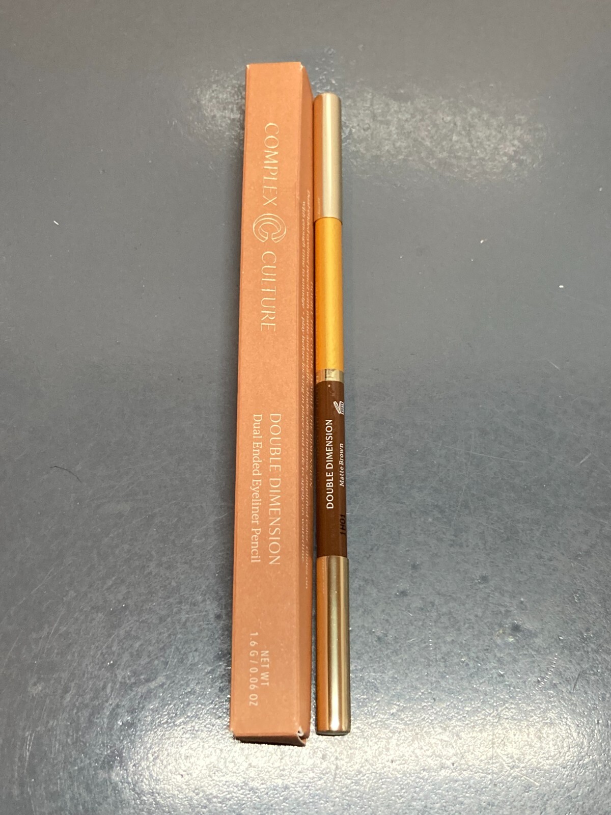 Complex Culture Double Dimension Dual End Eyeliner Matte Brown/Metallic Gold NIB