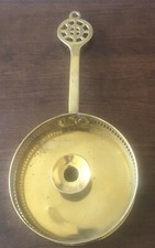 7" Wide Vintage Brass Chamberstick Chamber Stick Candlestick  Holder 14? Long