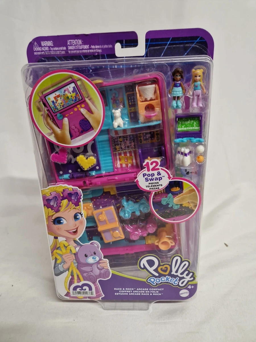 Polly Pocket Race & Rock Arcade Compact 12 Pop & Swap Pieces New By Mattel