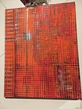 Original painting canvas Orange Expressionism abstract 20" x 16" Cubism Prop dj
