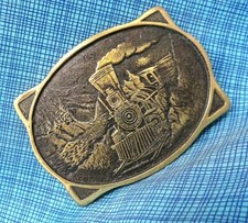 Railroad Train Steam Engine Locomotive Belt Buckle RC Vtg 70s Heritage .XTT595