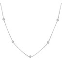 925 Solid Sterling Silver Round CZ Crystal Station Necklace Cable Chain 6 Sizes