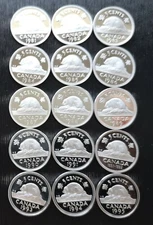 *** CANADA  5  CENTS  LOT  1981 - 1995  ***  PROOF   ULTRA   HEAVY   CAMEO  ***
