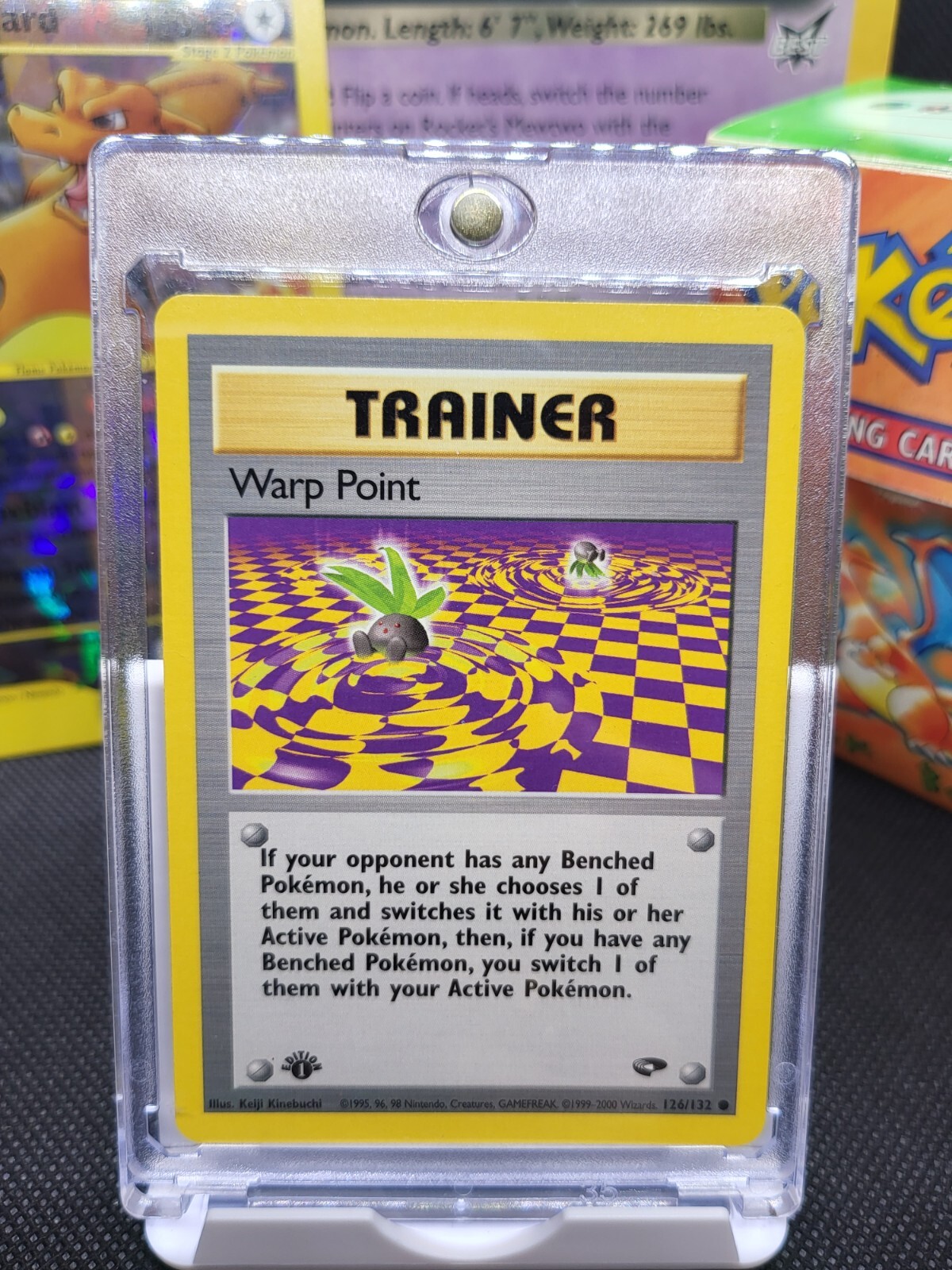 Warp Point Gym Challenge 126/132 1st Edition Pokémon TCG Card +FREE Mew #8 Promo