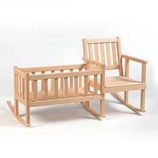 Eli & Mattie Wooden Rocker and Cradle - Amish Made Handcrafted for 18 inch Dolls