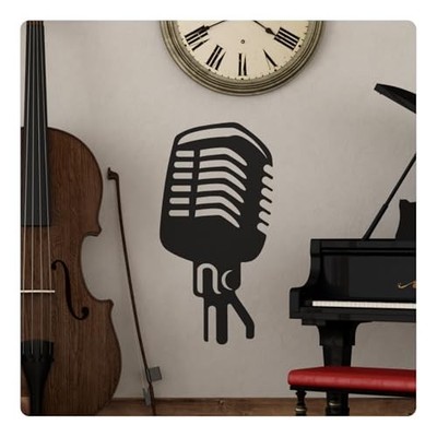 Mic Microphone Speaker Wall Decal Sticker Music Room Art Studio Vinyl Musician