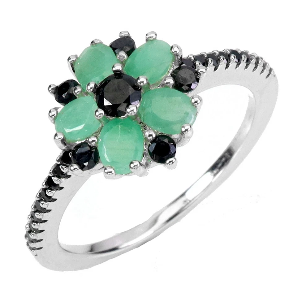 925 Anello Argento Sterling Ovale Smeraldo 4x3mm Spinello Gemma Gioielli Size 7 - Immagine 2 di 4