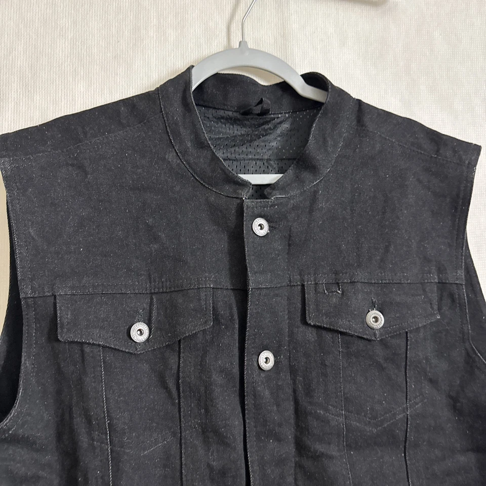 Street & Steel Men's XL Black Denim Motorcycle Vest Sleeveless Biker Jacket - Image 4 of 4