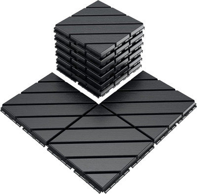 9 Pack Interlocking Deck Tiles, 12''x12'' Patio Pavers, Heavy Duty Plastic Outdoor