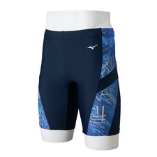 Mizuno Aqua Fitness Half Spats Swimsuit with Molded Cups N2JBC61382 Navy/Blue