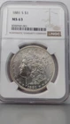 1881-S United States Morgan Silver Dollar, NGC MS 63