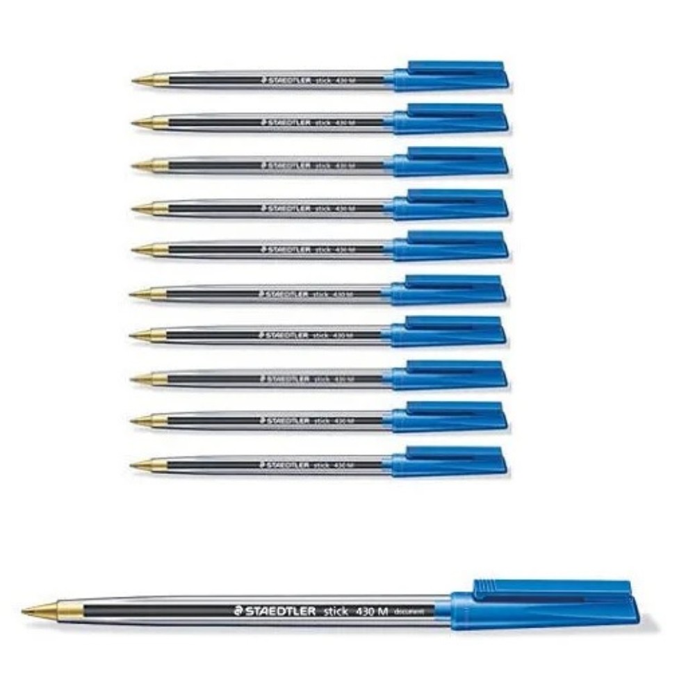 Staedtler Ballpoint Pens 430 M Blue Stick Medium - Pack 20