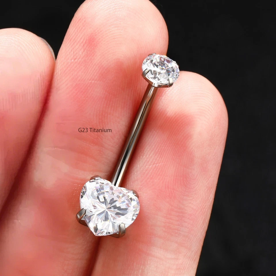 Anillo ombligo colgante G23 titanio corte corazón circonita cúbica 14G ombligo piercing joyería Foto 4 de 4