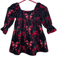 JANIE AND JACK Floral Velvet Dress in Dark Marine Rose Print TODDLER 3