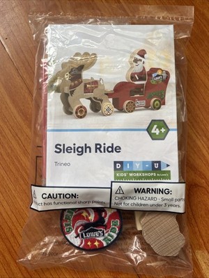 Lowe's Sleigh Ride Kids Workshop Build & Grow DIY kit w/ patch December 2025