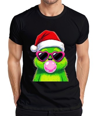 Weihnachtsmonster Grün Bubblegum Kaugummi Herzbrille Santa Cool Herren T-Shirt