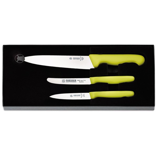 Giesser Messer Set 3-Tlg. Kochmesser Universalmesser & GemüSemesser GrüN 9851 Li-image