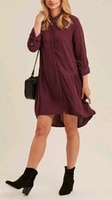 Fat Face Georgie Deep Berry Shirt Dress Size UK 16