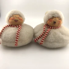 Lot of 2 Pair Vtg 1963 Annalee Mobilitee Powder Puff Figures  with Striped Scarf