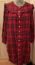 lanz of salzburg Red Tartan Plaid Bathrobe Flannel EUC 36  Long