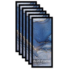 Fxojyvo 8x20 Picture Frame Set of 6 Black Wall Photo Poster Frames 8x20 Inch