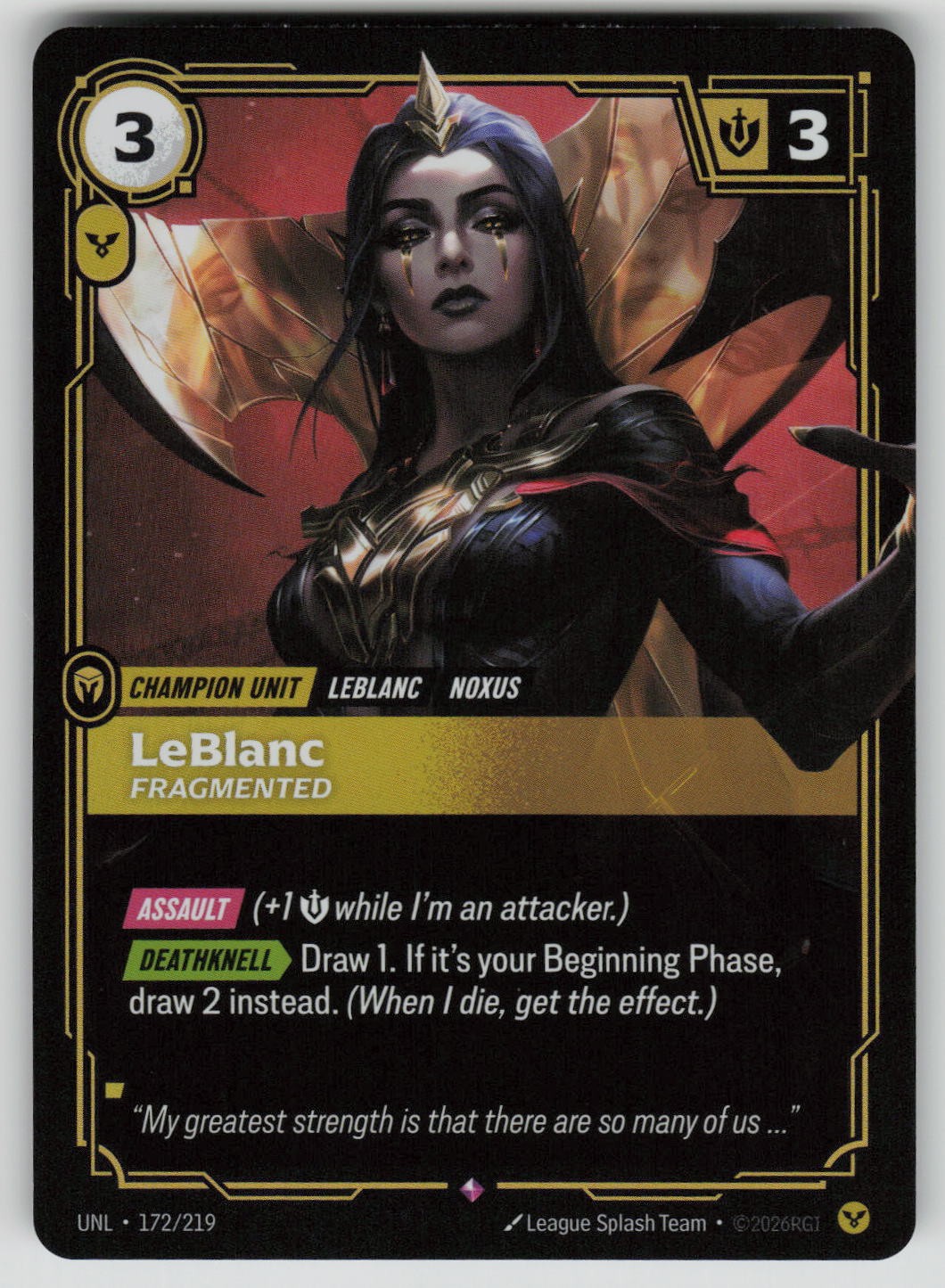 LeBlanc - Fragmented Foil Rare Unleashed 172/219 Riftbound NM