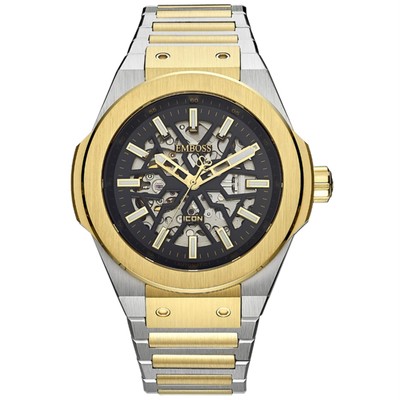 EMBOSS Icon Skeleton Two-Tone Gold & Silver Men's Automatic Swiss Watch 45mm
