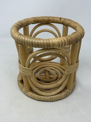 1970 s Rattan Bamboo Plant Planter Pot MCM Boho Chic