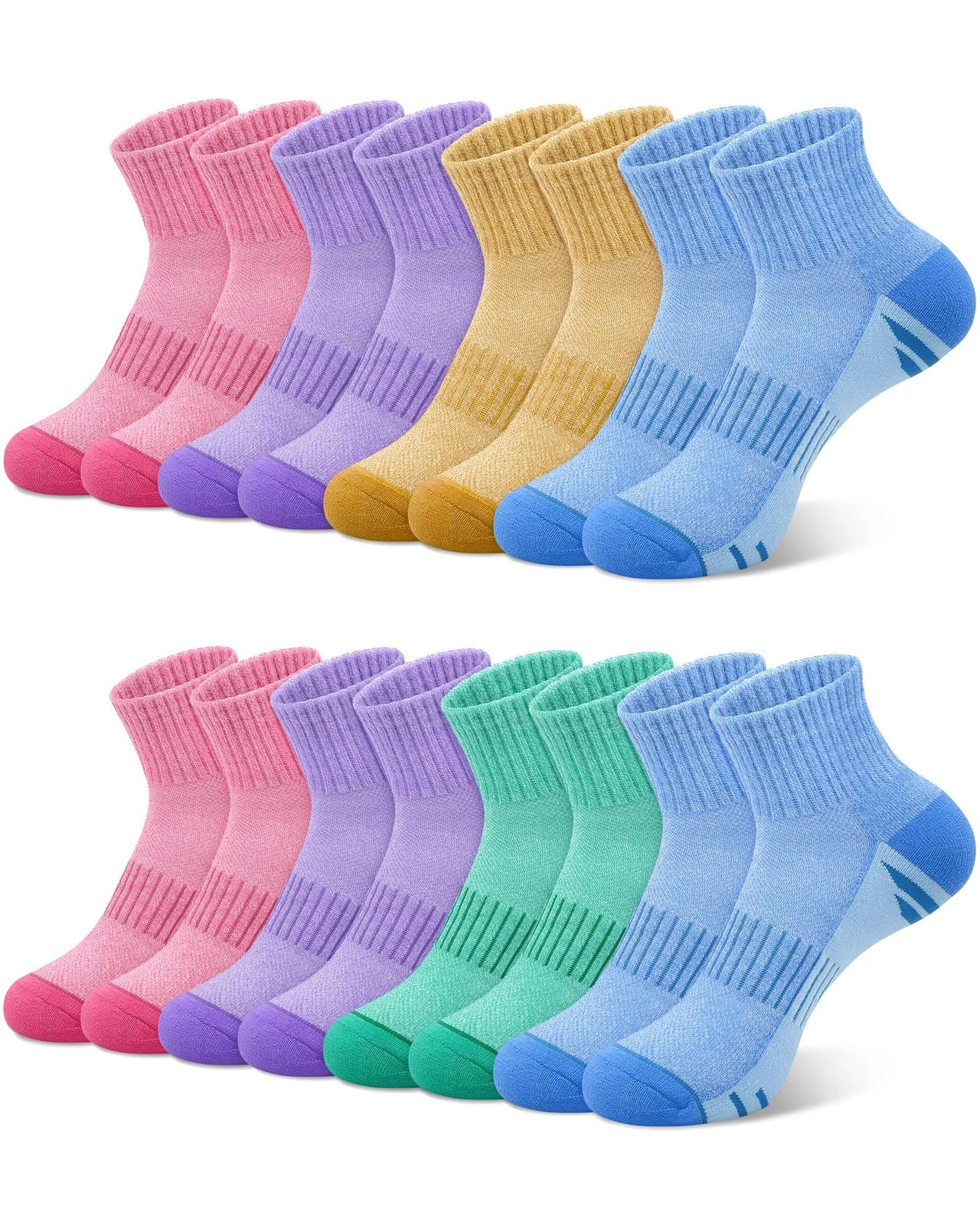 8 Pairs Crew Socks for Women Men, Breathable Cotton Athletic Compression Runn...