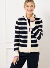 Talbots Navy And Cream Coolmax Knit Sweater Size L