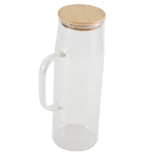 1.7L Glass Water Pitcher with Handle Bamboo Lid Heat  Cold Hot9282