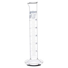 Graduated Cylinder, 50ml - Class A Tolerance 0.50ml - Round Base - Blue Grad...