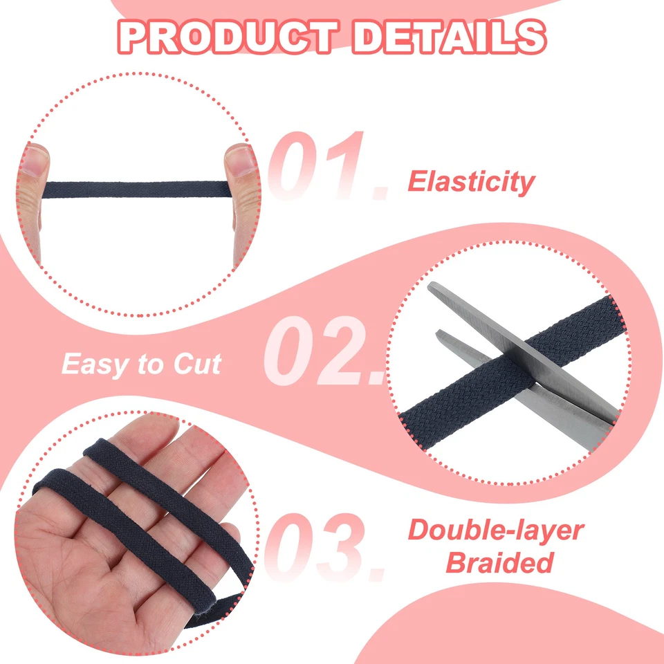 Плоский шнур на шнурке 10 мм x 27 ярдов, сменный плоский шнур с линейкой темно-синий - Изображение 3 из 4