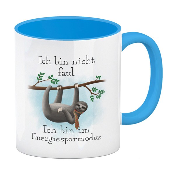 Ich Bin Nicht Faul - Ich Bin Im Energiesparmodu Faultier Kaffeebecher Hellblau-image