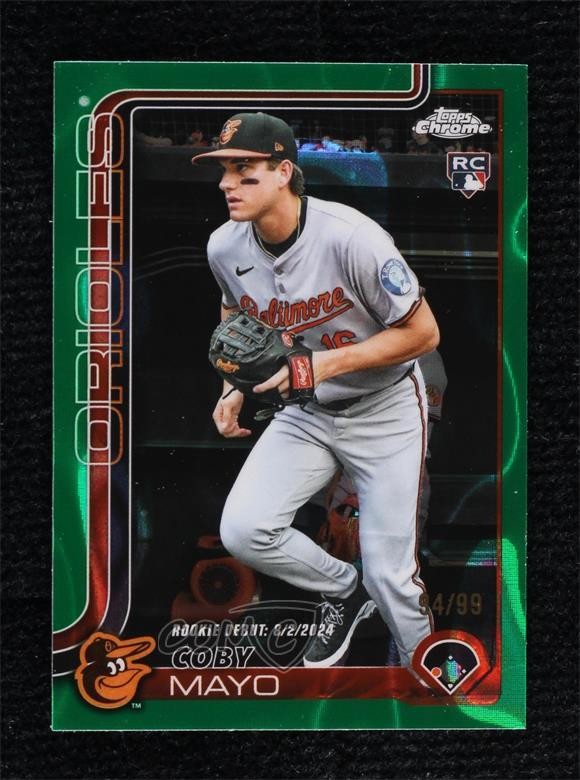 2025 Topps Chrome Update Rookie Debut Green Lava Refractor 94/99 Coby Mayo 0lj0