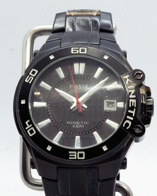 #ad #ad Pulsar Kinetic 100 YT57 X039 Black Dial Date Red Seconds 10 Bar New Capacitor $129.99