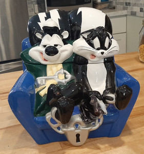 Vase Céramique Looney Tunes Pepe Le Pew & Pénélope - Warner Bros 1997 - Occasion