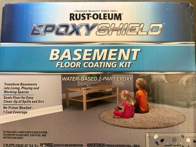 Rust-Oleum 391282 Epoxyshield Basement Floor Coating Kit, Gallon, Gray Satin