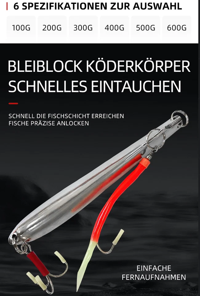 Bergmann Pilker Tiefentaucher Tiefseepilker für Norwegen Scholle 100 bis 600g - Bild 3 von 4