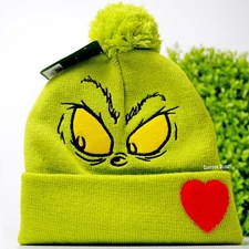 Dr Seuss The Grinch Beanie Cartoon Hat Youth Adult OSFM Christmas Gift Trending